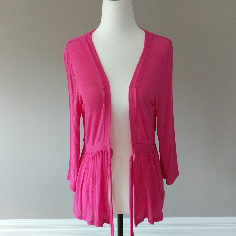 Tie Front Pink Cardigan